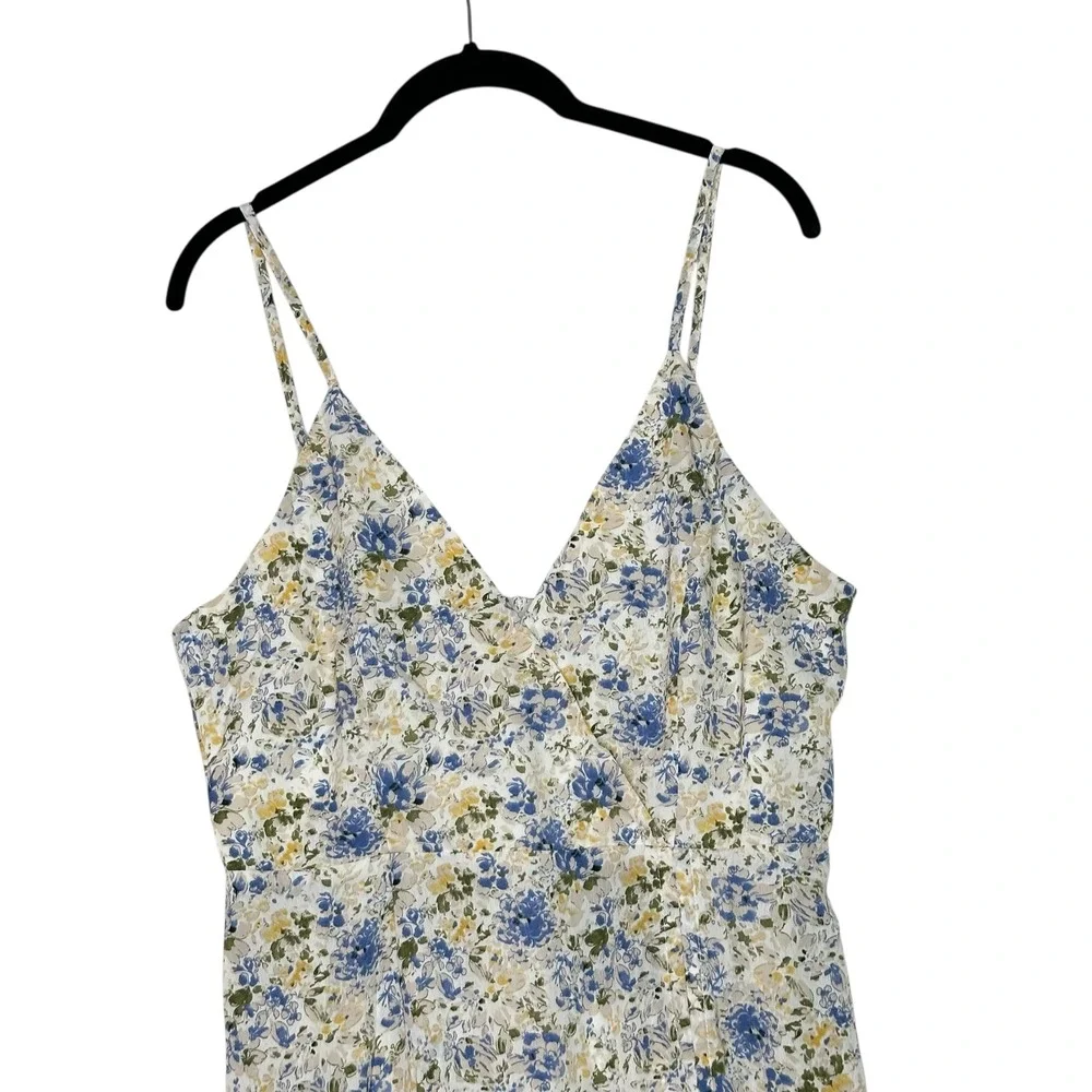 NWT En Saison Floral Midi Slip Dress Med Ruching‎ Feminine Romantic Cottagecore